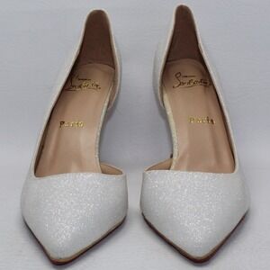Christian Louboutin Iriza White Glitter Bridal Heel